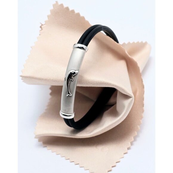 Unbranded Jewelry - Unique 14K Solid White Gold Matte & Polished Finish Rubber Bracelet - 8" Length